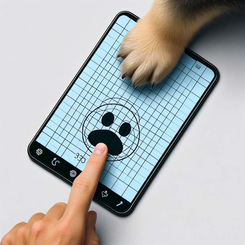 pup and human using a ipad